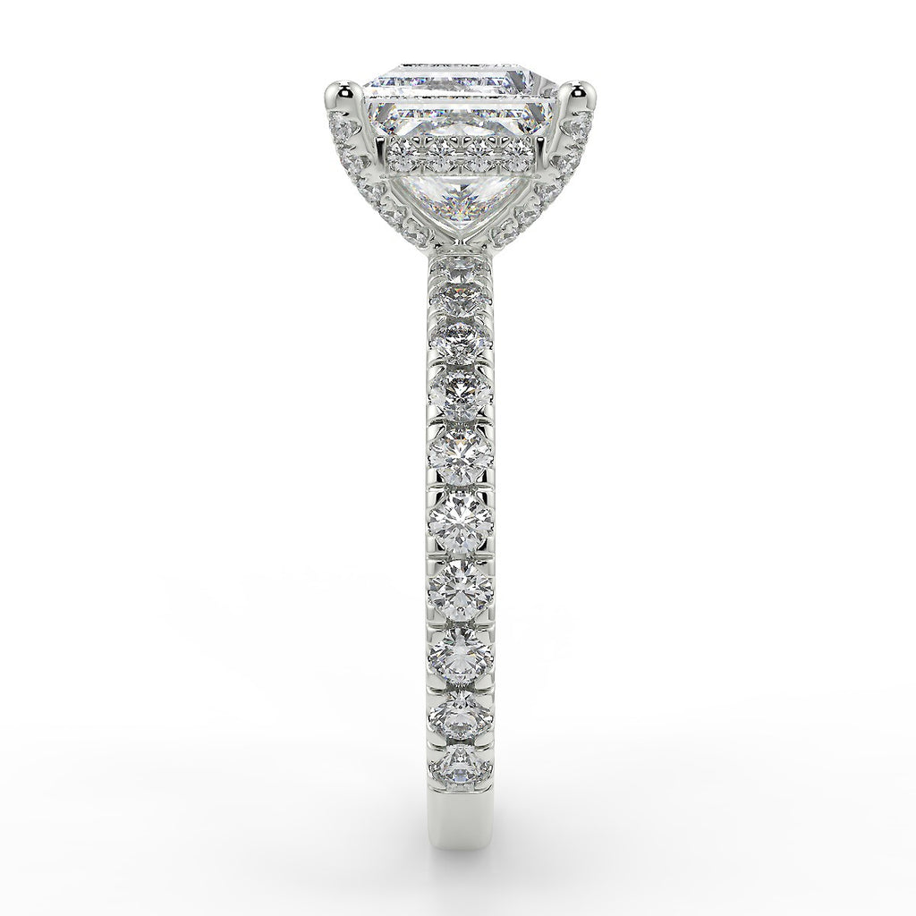 Stunning 1.70 T Princess Moissanite Engagement Ring with Hidden Halo & Pave Design 7