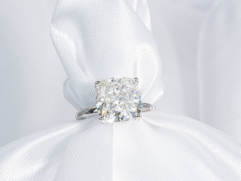 Stunning 4.50 CT Cushion Moissanite Engagement Ring with Solitaire Design 8