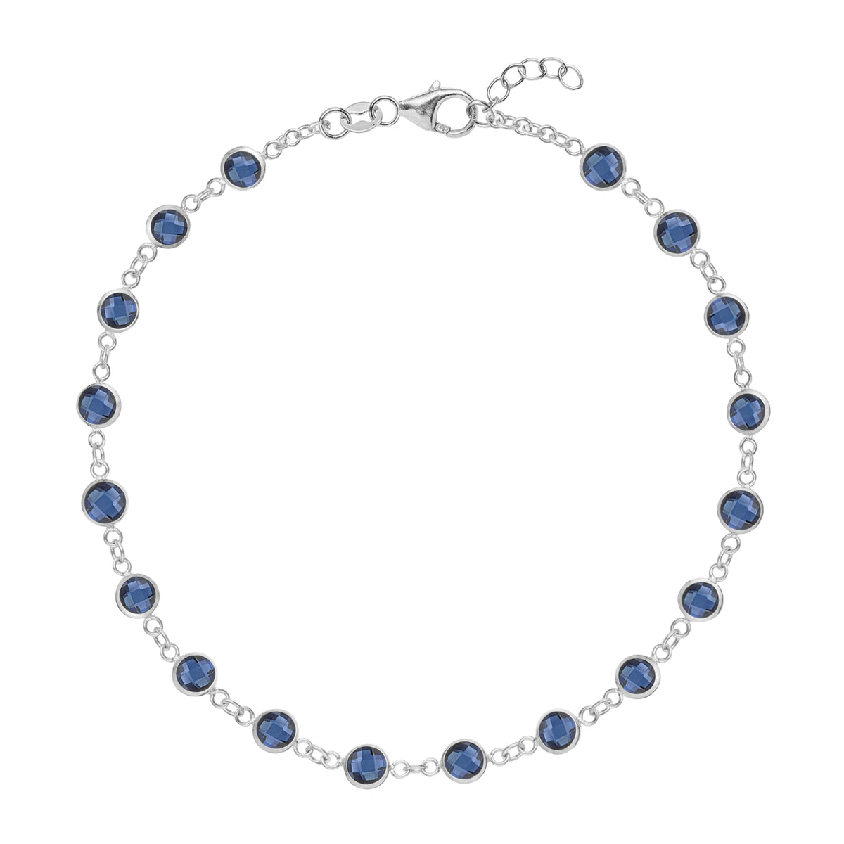 4.5 TCW Round  Sapphire Lab Made Diamond- September Birthstone Dainty Bracelet 7