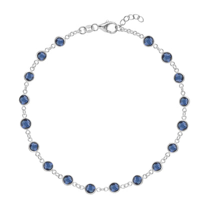 4.5 TCW Round  Sapphire Lab Made Diamond- September Birthstone Dainty Bracelet 7