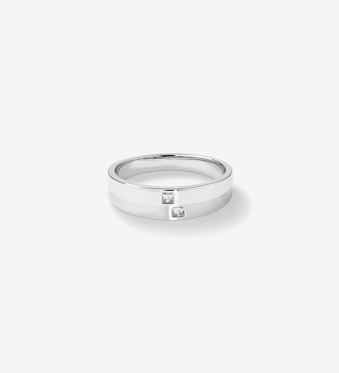 0.08 CT Cushion Moissanite Two Stone Men's Wedding Band in Solid Gold 2