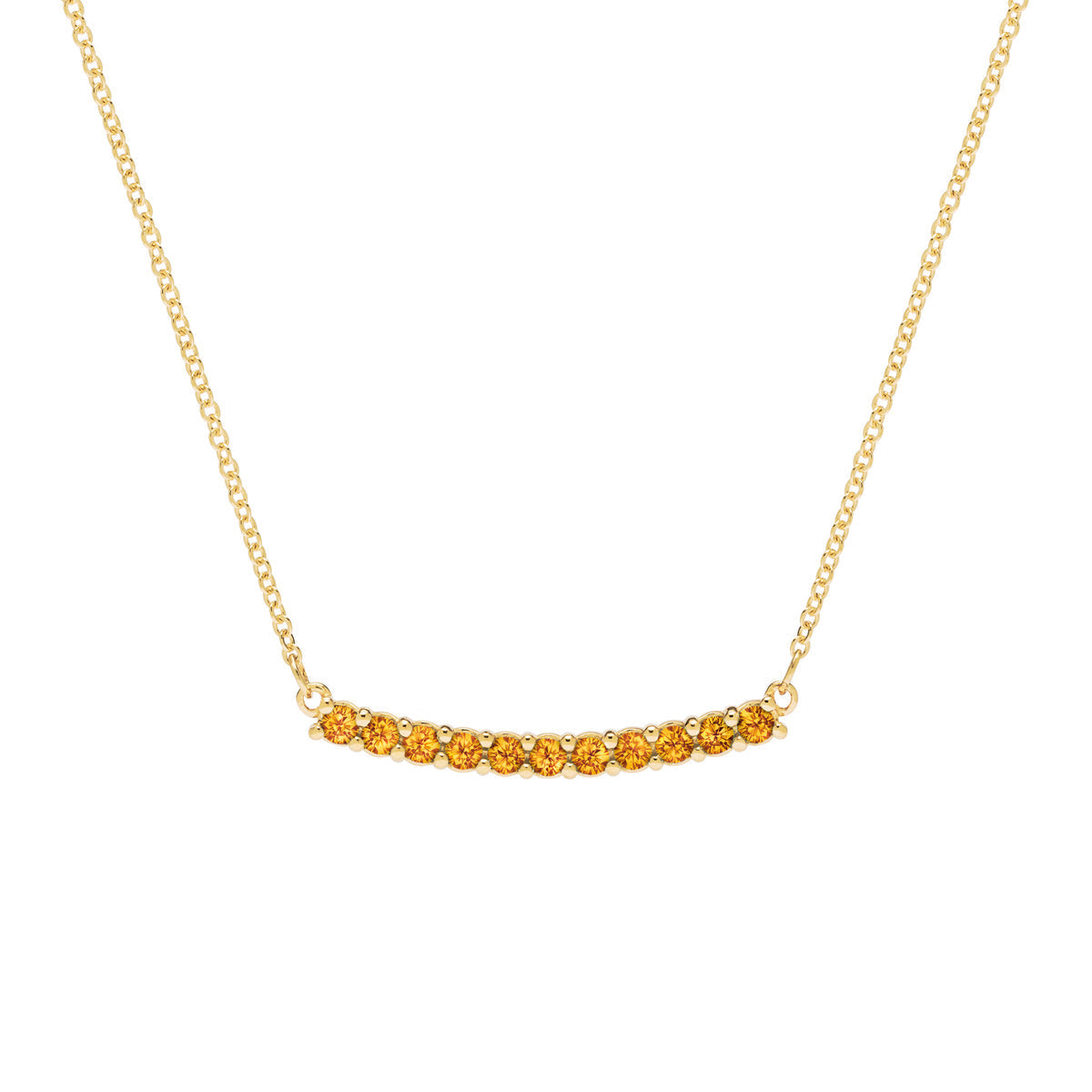 1.32 TCW Round Citrine Lab Made Diamond-November Birthstone Bar Necklace 1