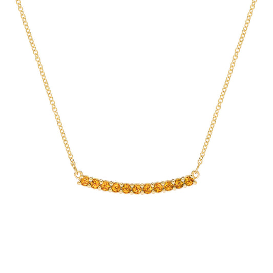 1.32 TCW Round Citrine Lab Made Diamond-November Birthstone Bar Necklace 1