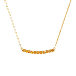 1.32 TCW Round Citrine Lab Made Diamond-November Birthstone Bar Necklace