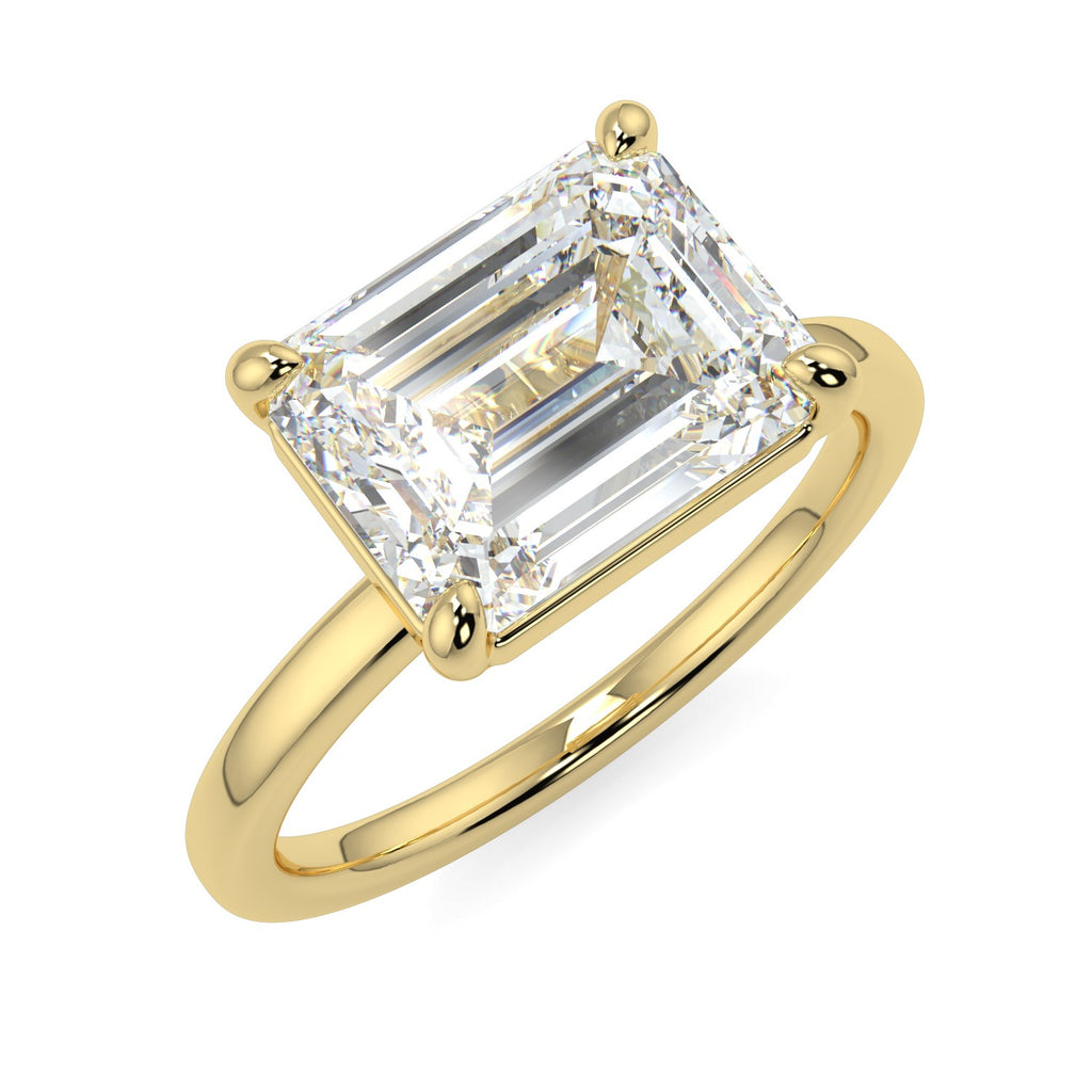 Stunning 2.45 CT East West Emerald Moissanite Engagement Ring with Solitaire Design 1
