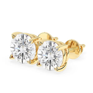 2.0 TCW Round Cut Moissanite Studs Earrings in Gold