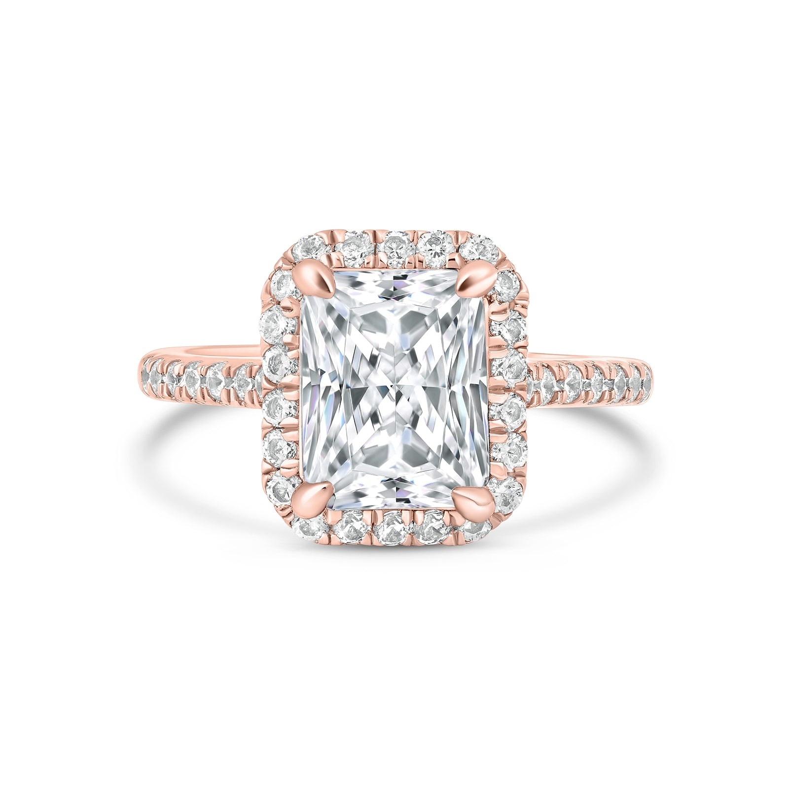 Stunning 3.5 CT Radiant Moissanite Engagement Ring Pave and Halo Design 1