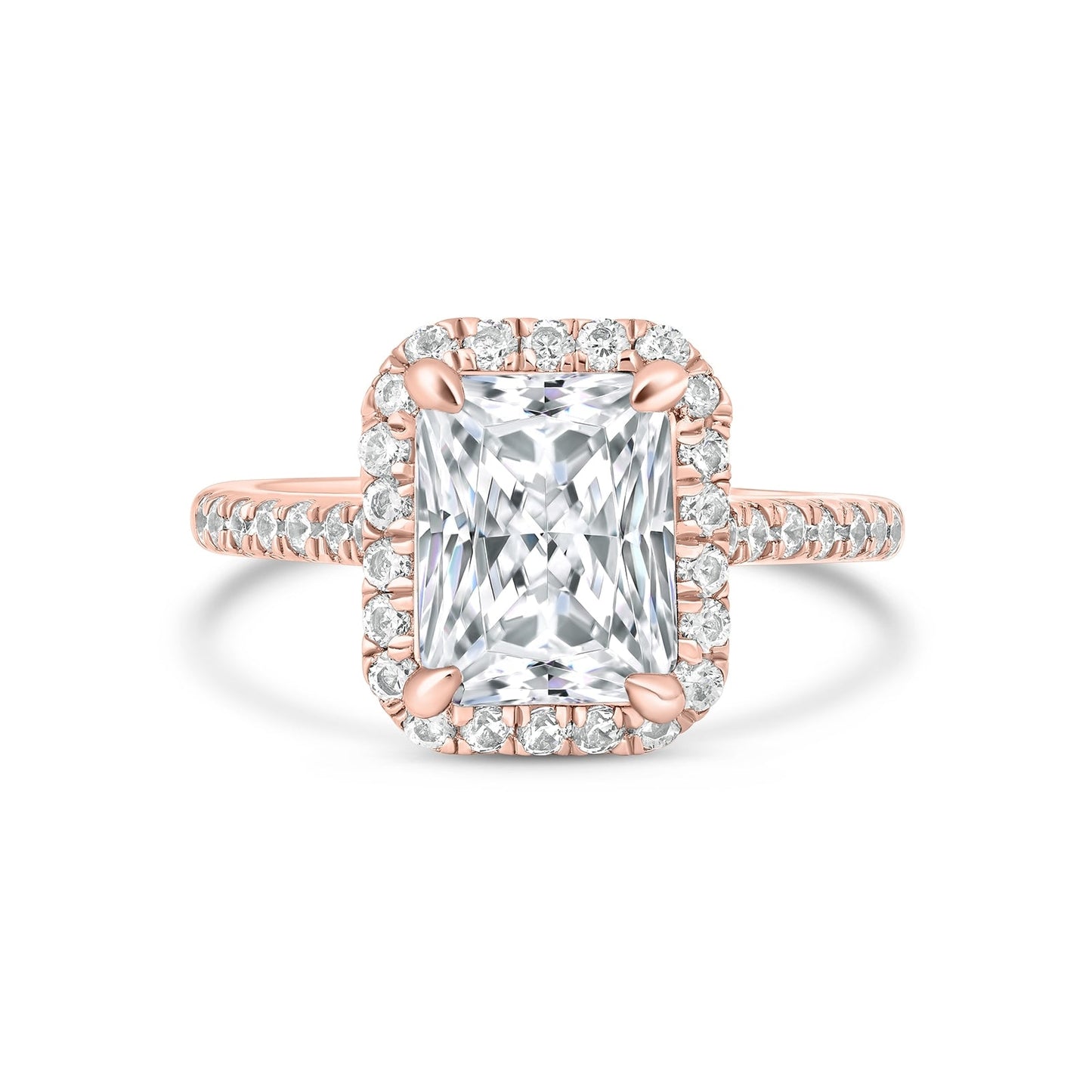Stunning 3.5 CT Radiant Moissanite Engagement Ring Pave and Halo Design 1