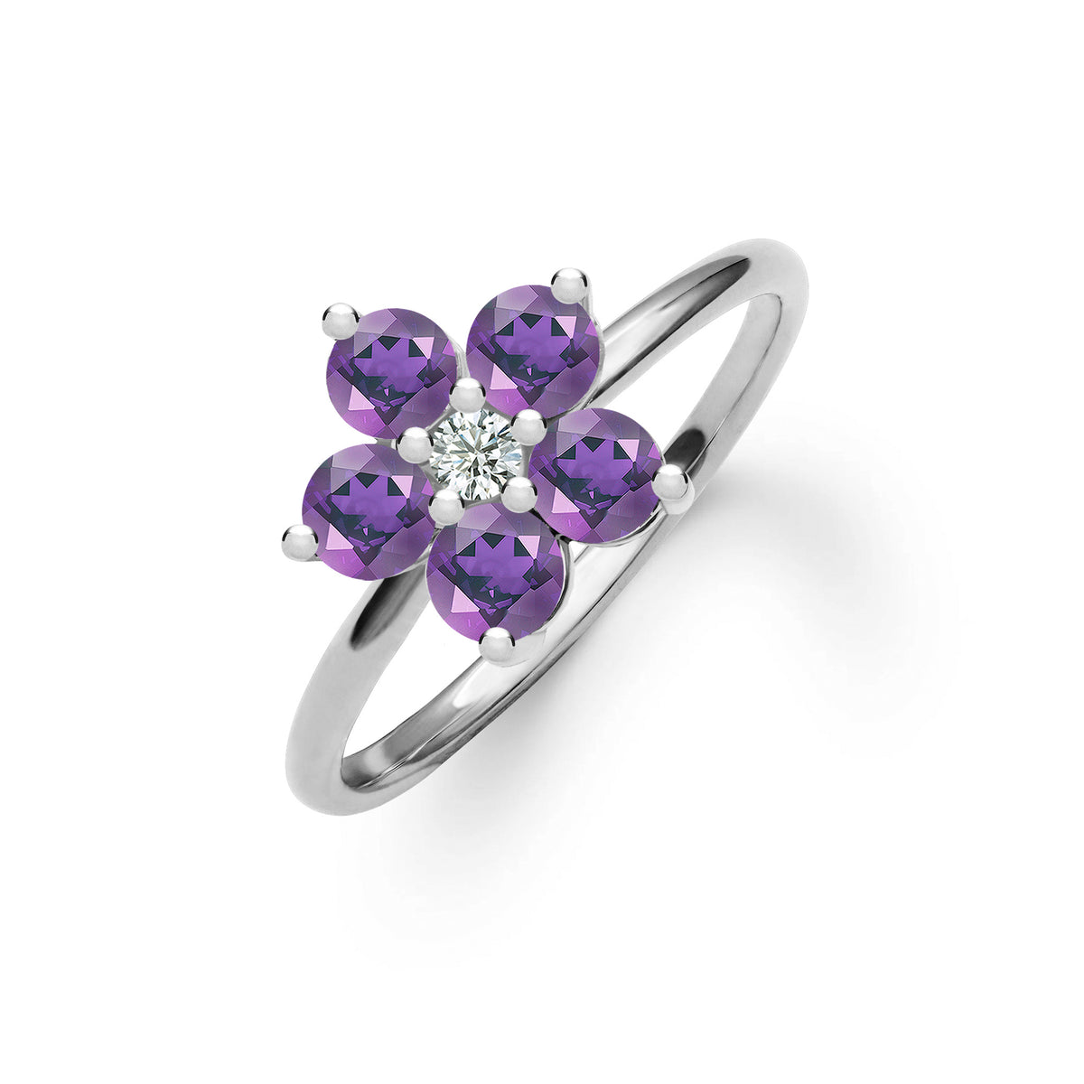 0.20 CT Round Amethyst Lab Made Diamond- February Birthstone Engagement Ring 5