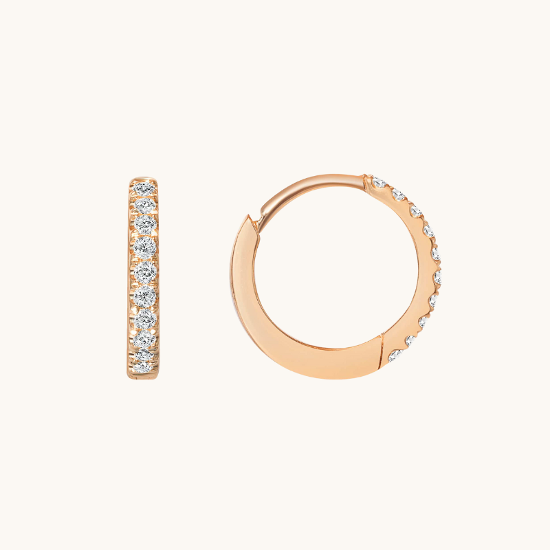 0.30 TCW Round Shape Moissanite Huggies Earrings in Gold 1
