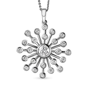 Round Cut Cubic Zirconia in 925 Sterling Silver Necklace