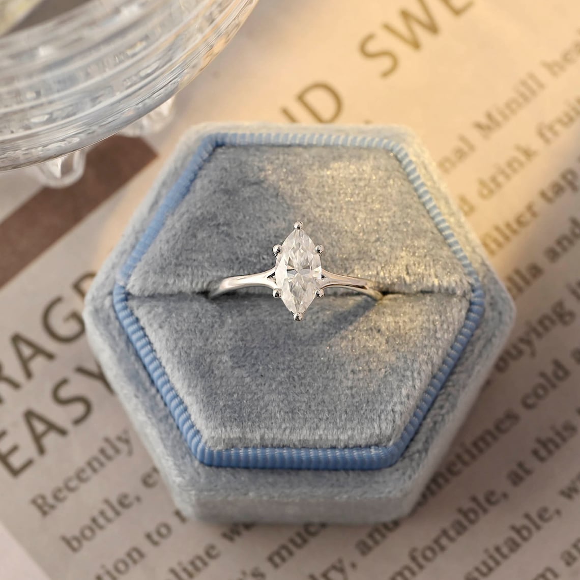 Stunning 2.0 CT Marquise Moissanite Engagement Ring with Solitaire Design 10