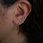 0.10 TCW Round Cut Moissanite Thread Chain Earrings in Gold 2