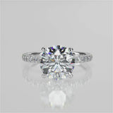 Stunning 2.0 CT Round Moissanite Engagement Ring with Hidden Halo & Pave Design 1