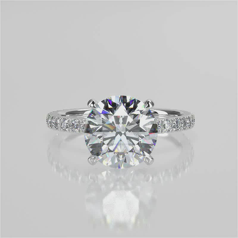 Stunning 2.0 CT Round Moissanite Engagement Ring with Hidden Halo & Pave Design 1