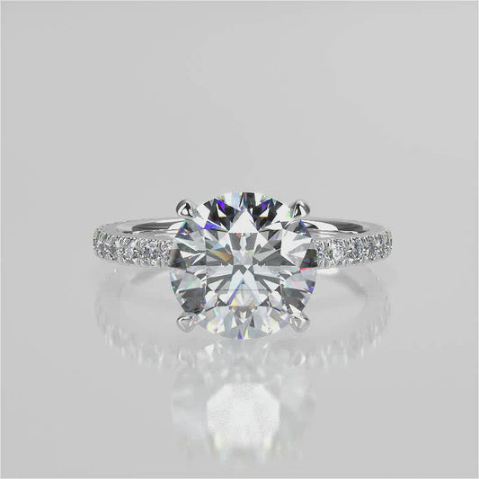 Stunning 2.0 CT Round Moissanite Engagement Ring with Hidden Halo & Pave Design 1