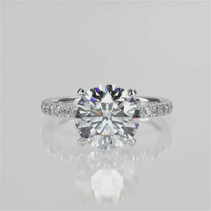 Stunning 2.0 CT Round Moissanite Engagement Ring with Hidden Halo & Pave Design