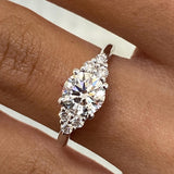 Classic 2.0 CT Round Moissanite Engagement Ring with Cluster Design 4