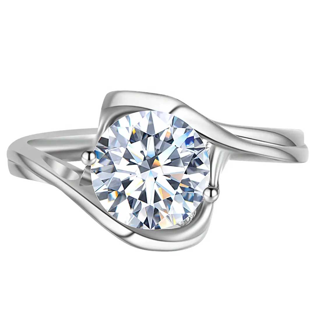Round Cut Swirl StyleCubic Zirconia in 925 Sterling Silver Ring 1