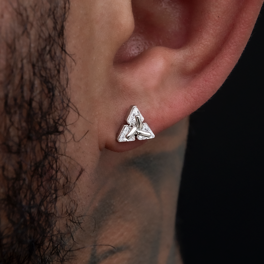 Triangle Stud Silver Earrings for Him