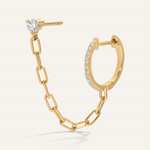 0.30 TCW Round Cut Moissanite Chained Earrings in Gold 1