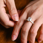 Stunning 1.0 - 2.0 CT Radiant Moissanite Engagement Ring with Pave & Hidden Halo Design 6