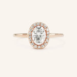 Stunning 0.81 CT Oval Moissanite Engagement Ring With Halo Design 5