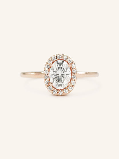 Stunning 1 CT Oval Moissanite Engagement Ring With Halo Design 5