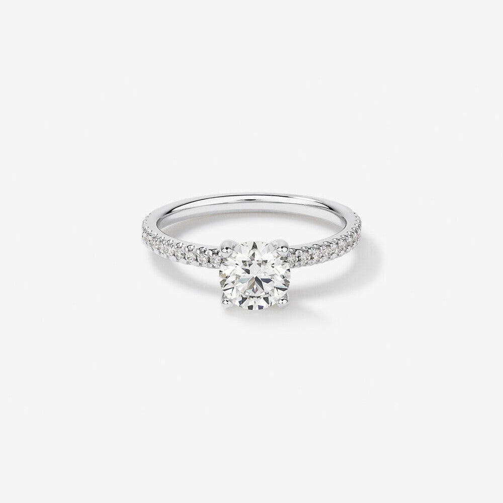 Stunning 1.34 CT Round Moissanite Engagement Ring Pave Design 1