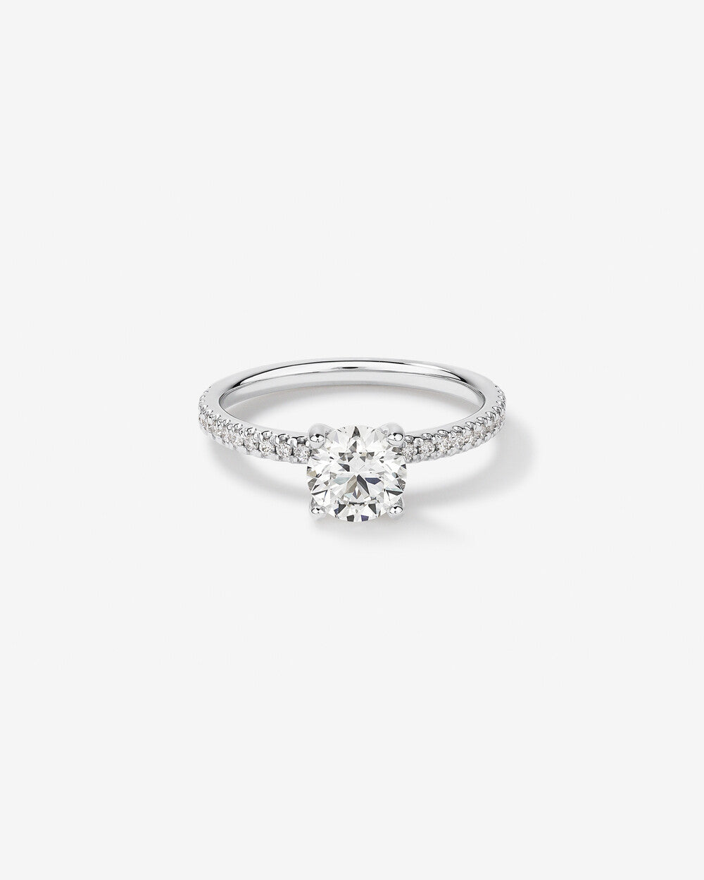 Stunning 1.34 CT Round Moissanite Engagement Ring Pave Design 1