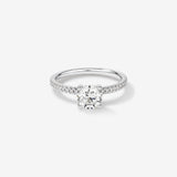 Stunning 1.34 CT Round Moissanite Engagement Ring Pave Design 1