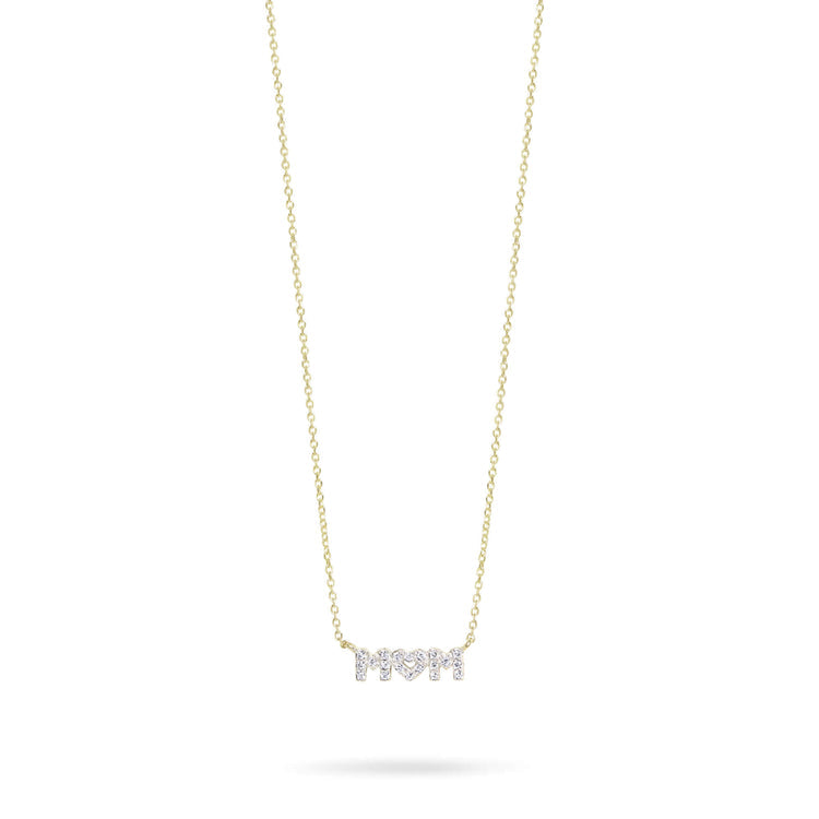 1.0 CT Round Moissanite Diamond Customized MOM Pendant Necklace in Solid Gold 1