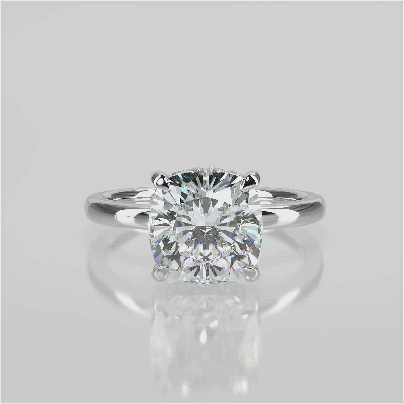 Stunning 2.40 CT Cushion Moissanite Engagement Ring with Hidden Halo Design 10