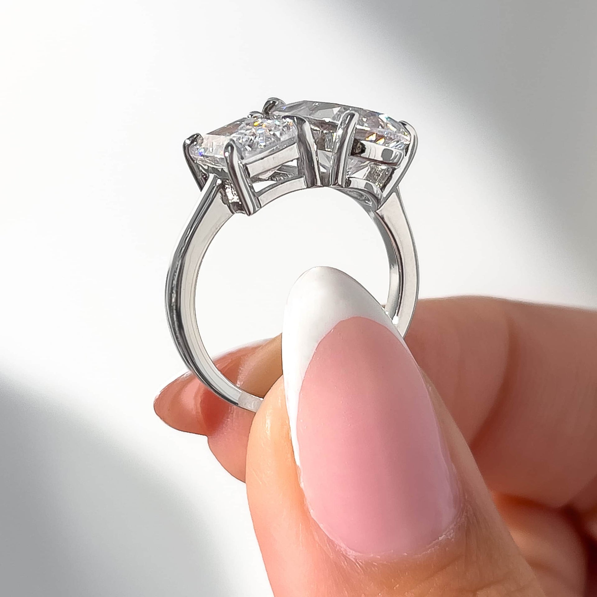 Stunning 1.75 & 4 CT Emerald & Pear Moissanite Engagement Ring with Two stones  Design 5
