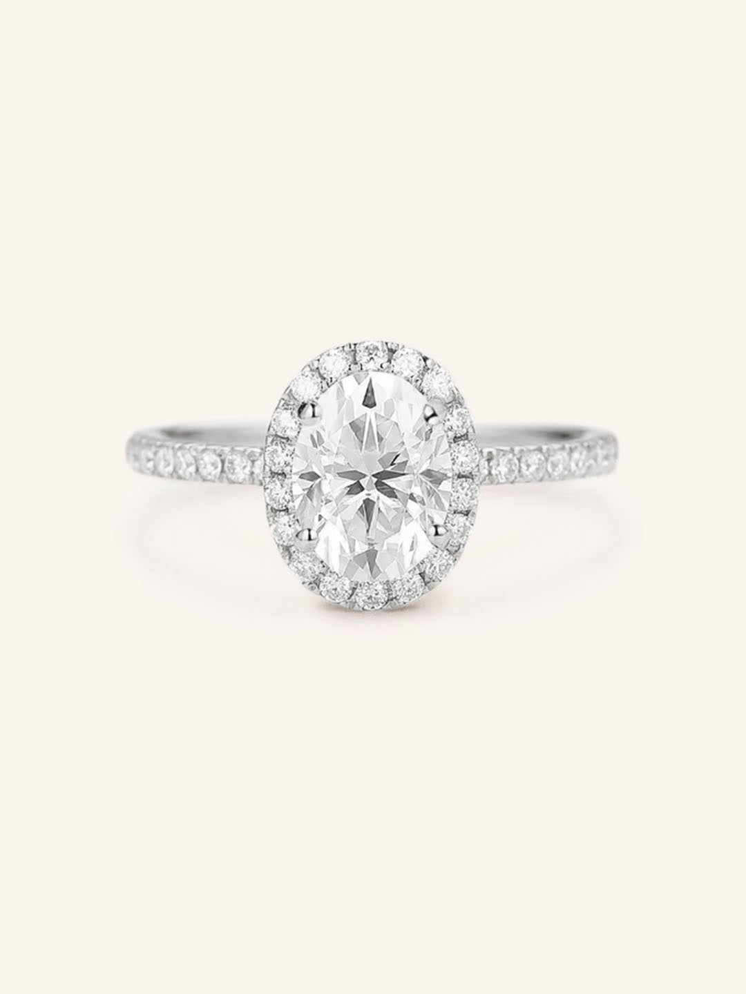 Stunning 1 CT Oval Moissanite Engagement Ring With Halo & Pave Design 4
