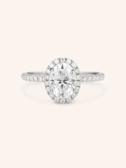 Stunning 1 CT Oval Moissanite Engagement Ring With Halo & Pave Design 4