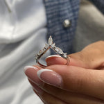 Stunning 0.56 CT Round & Marquise Moissanite Stones Wedding Bands 4