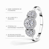 Round Cut Halo Three Stone Style Cubic Zirconia in 925 Sterling Silver Ring 5