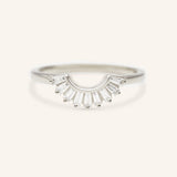 Stunning 0.2 TCW Baguette Moissanite Stones Curved Wedding Bands 2