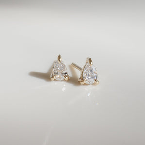 2.0 TCW Pear Cut Moissanite Stud Earrings in Gold