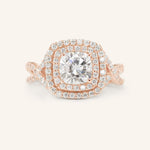 Stunning 1.0 CT Round Moissanite Engagement Ring with Double Halo Design 3