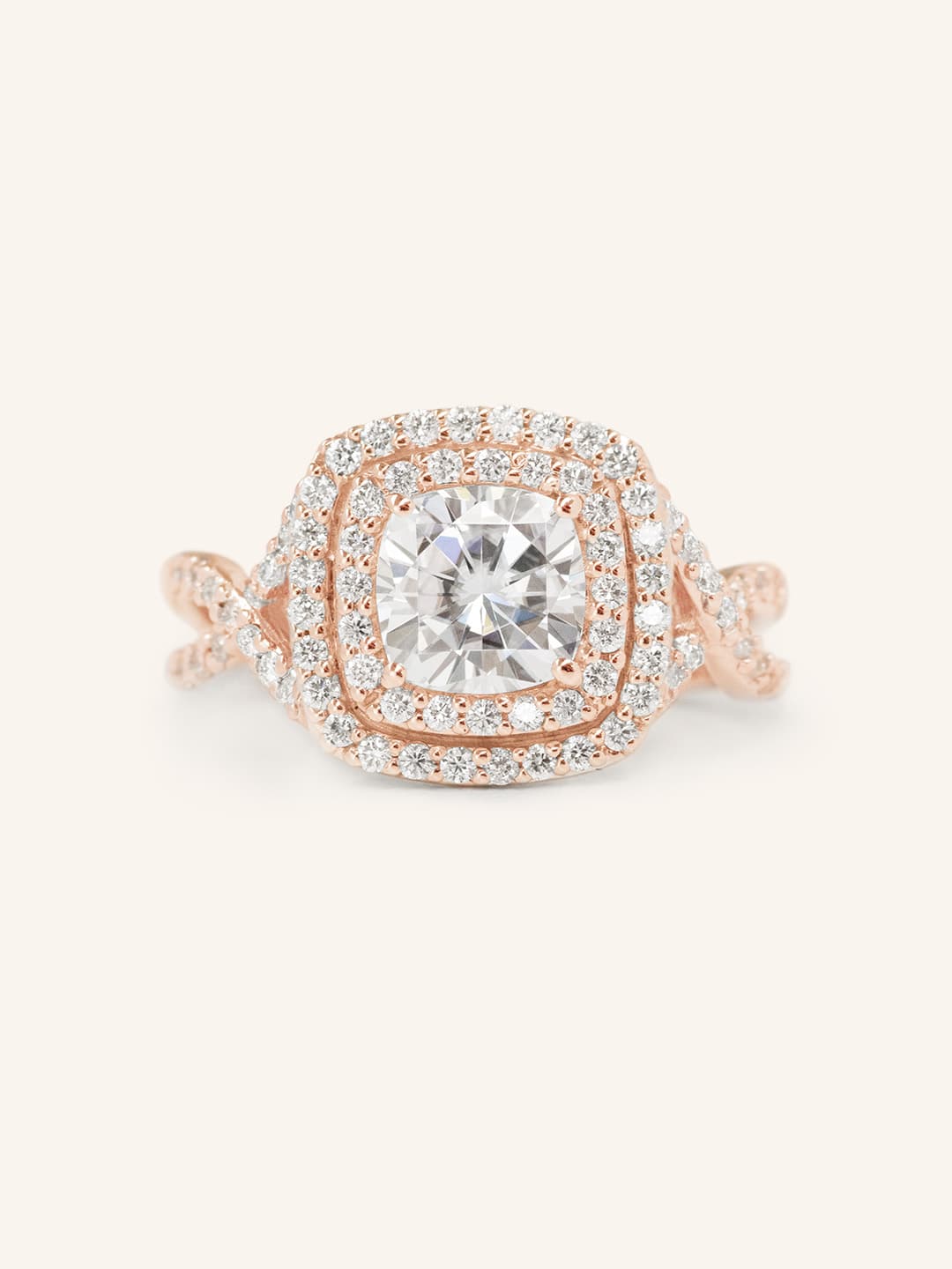 Stunning 1.0 CT Round Moissanite Engagement Ring with Double Halo Design 3