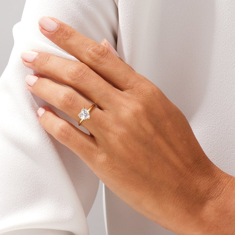 Stunning 2.0 CT Heart Moissanite Engagement Ring with Dainty Pave Design 7