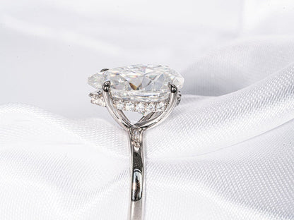 Stunning 5.0 CT Pear Cut Moissanite Engagement Ring with Hidden Halo Design 6