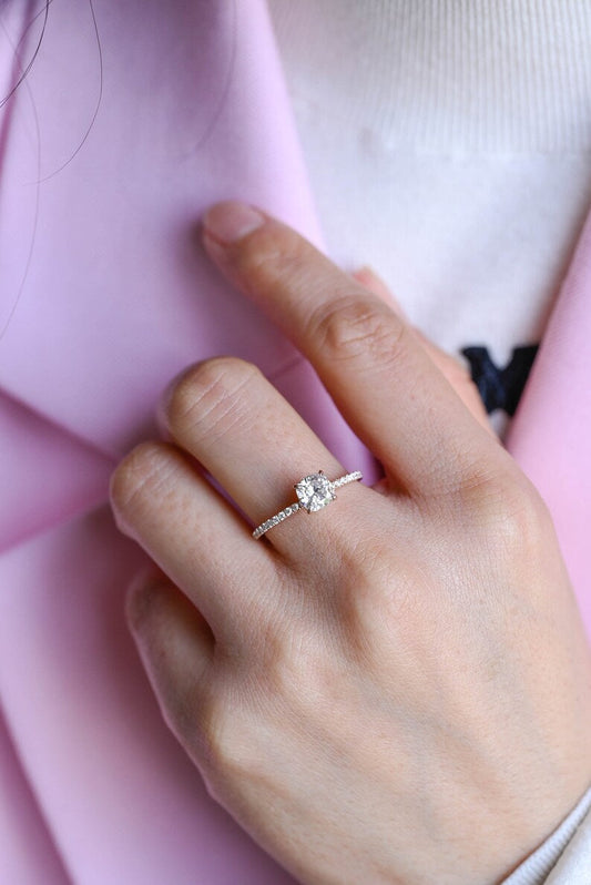 Stunning 1.0 - 2.0 CT Cushion Moissanite Engagement Ring With Pave Design 2