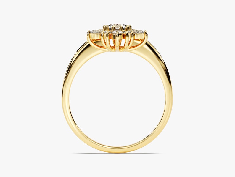Stunning 0.25 CT Round Moissanite Engagement Ring with Floral Design 4
