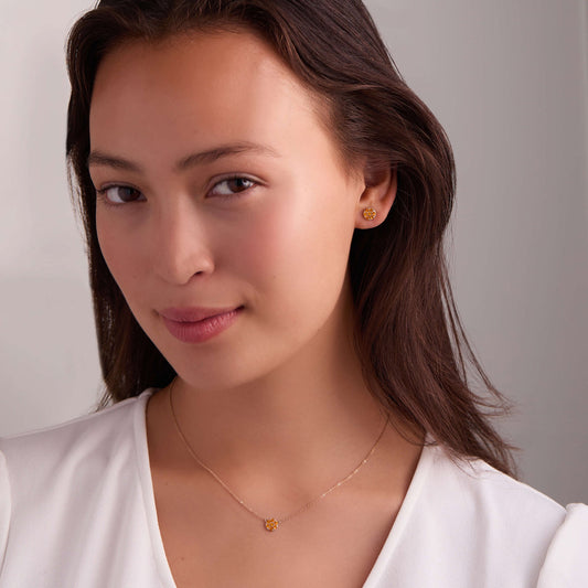 0.84 TCW Round Citrine Lab Made Diamond-November Birthstone Necklace 2