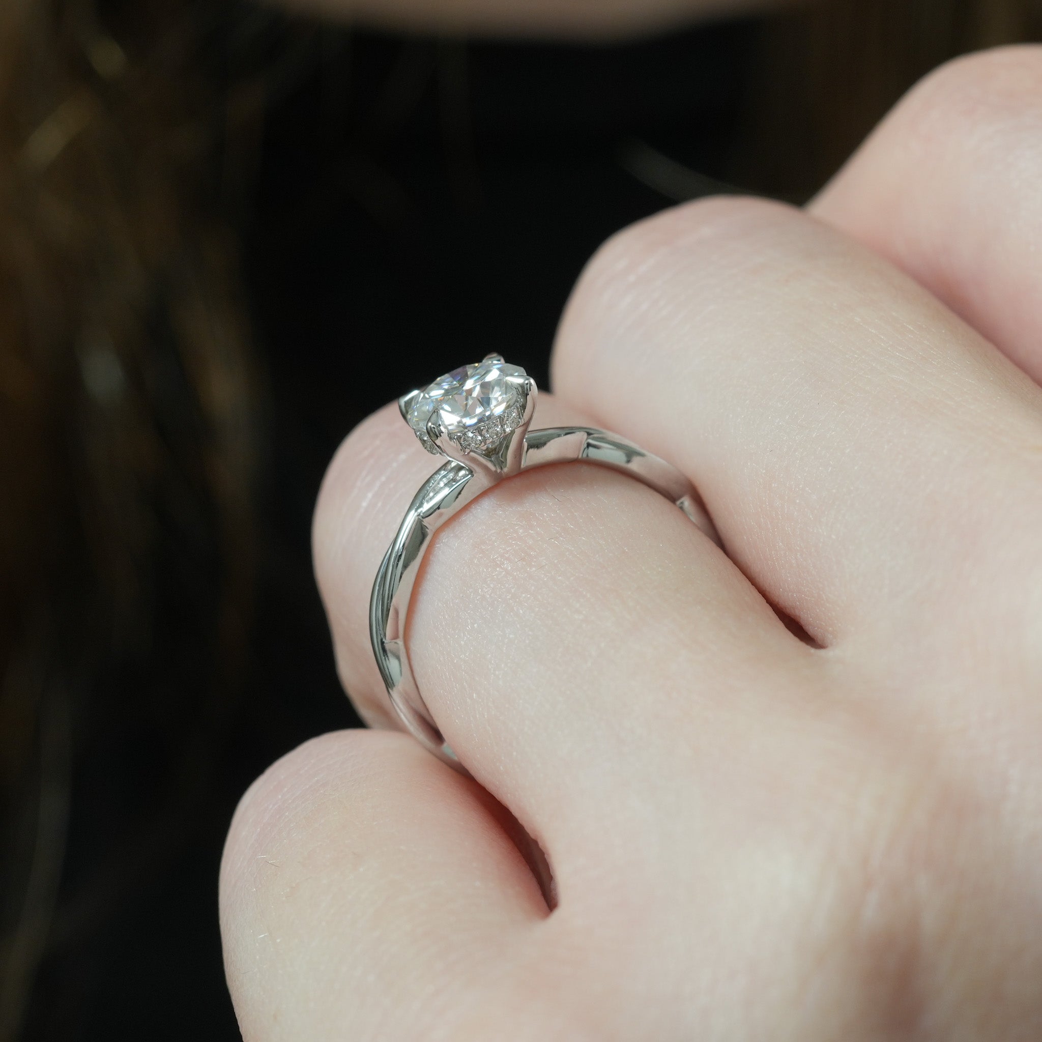 Stunning 1.0- 2.0 CT Oval Moissanite Engagement Ring with Hidden Halo Design 7