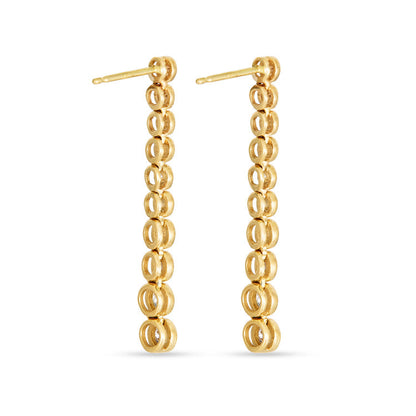 1.0 TCW Round Cut Moissanite Bezel Dangle Earrings in Gold 6