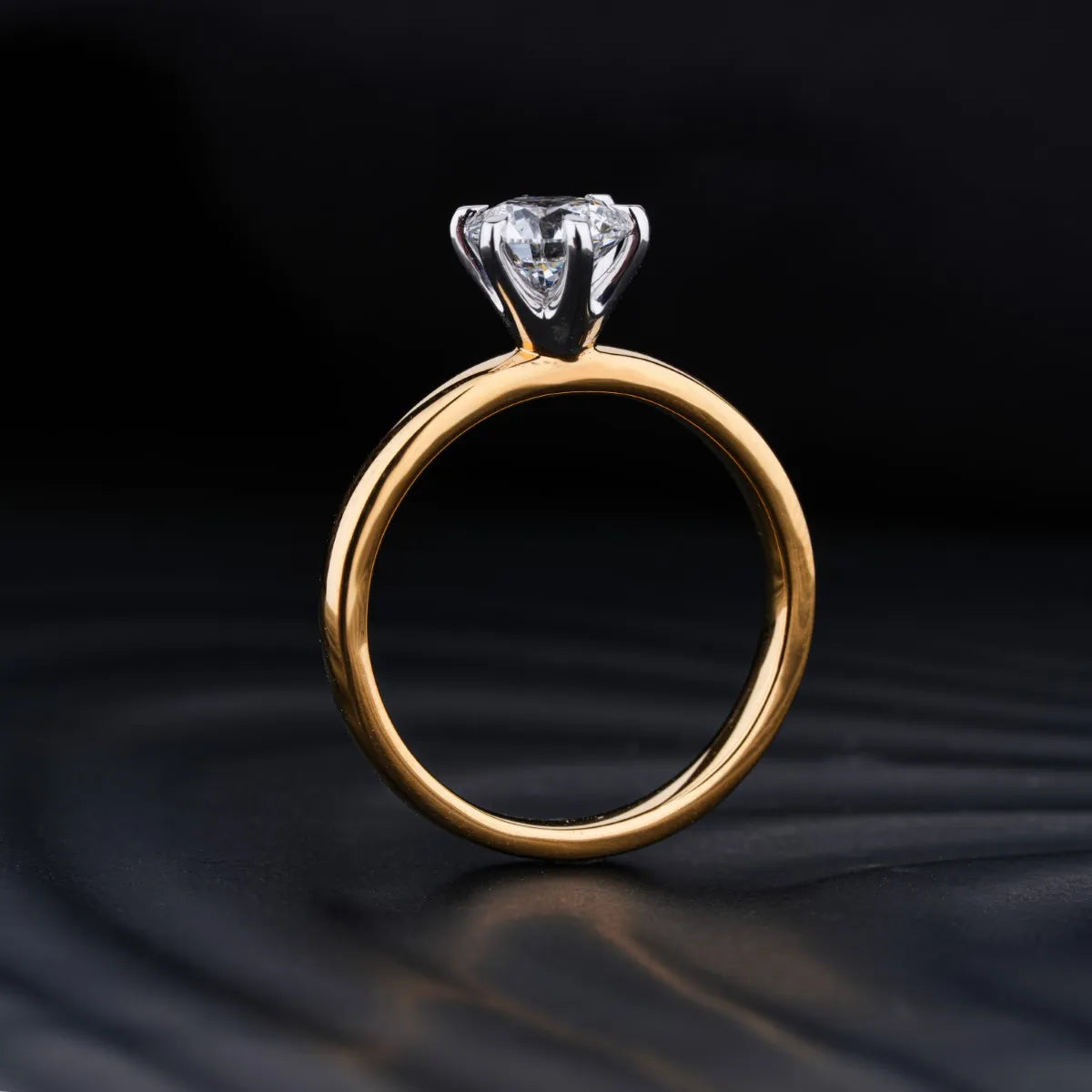 Stunning 1.0 CT Round Moissanite Engagement Ring with Solitaire & Two Tone Design 4
